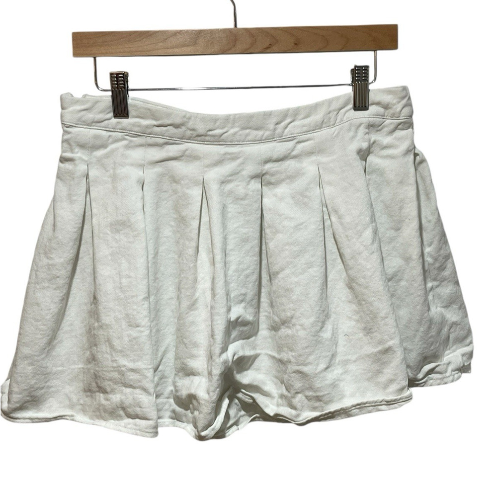 Vestique‎ Pleated Mini Skirt Women's Large White 100% Cotton Summer Preppy
